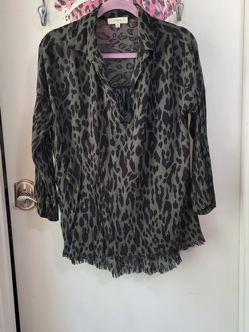 Umgee Olive & Black Leopard Print V-Neck Tunic
